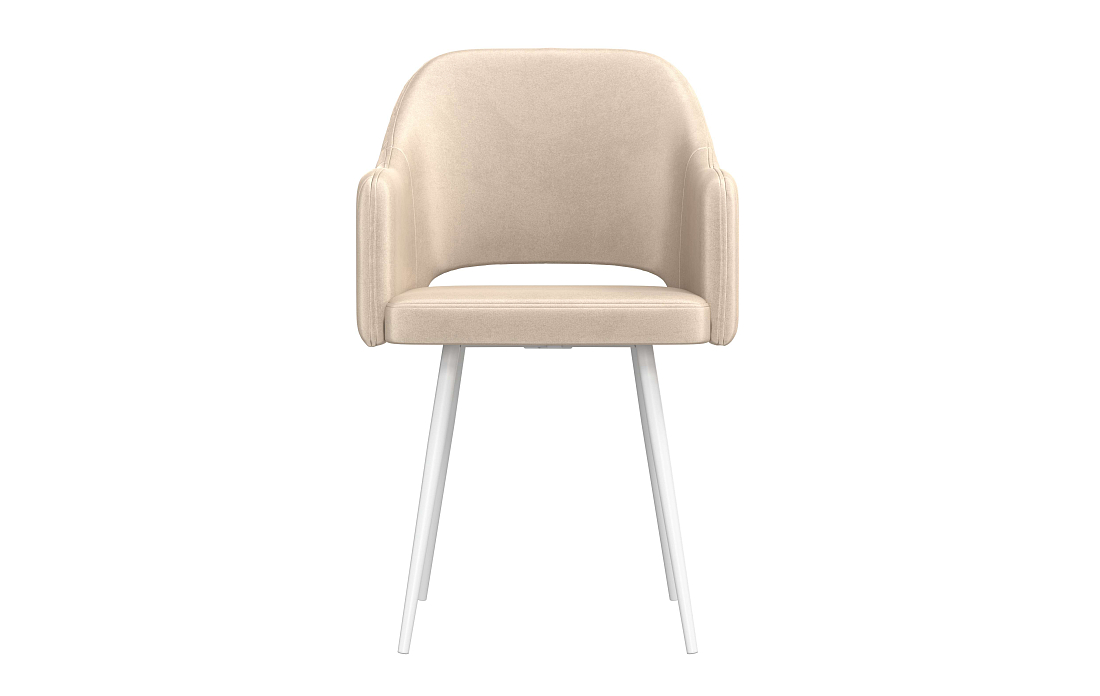 Стул Берта Т велюр конфетти крем/Цвет металл белый